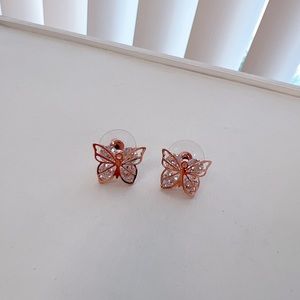 Butterfly Stud Earrings Rose Gold